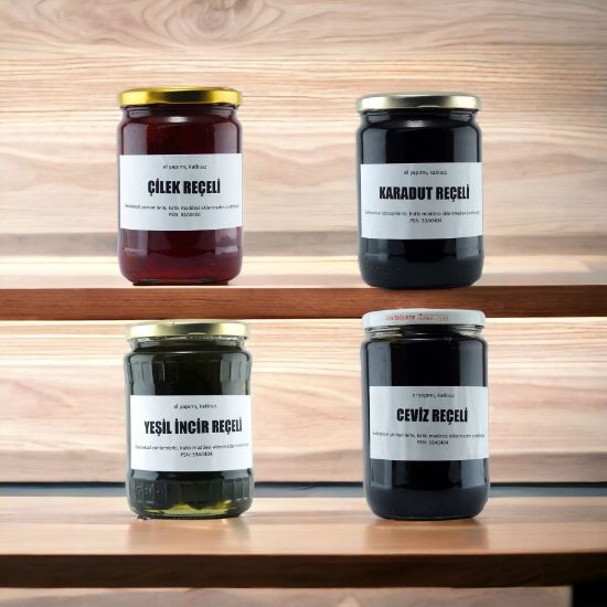 Doğal Reçel Paketi Ceviz,Karadut,Çilek,Yeşil İncir Reçeli resmi